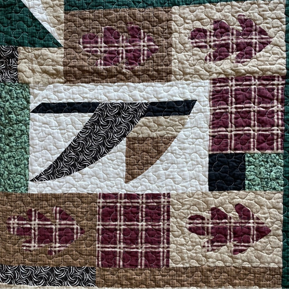Patchwork Quilted 50x60" Throw Blanket Cabin Camping Cottage Rustic Nature Bear - Picture 4 of 8